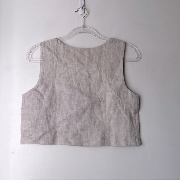 Petal & Pup Devlin Beige Square Neck Cropped Linen Top 4 - Picture 16 of 16